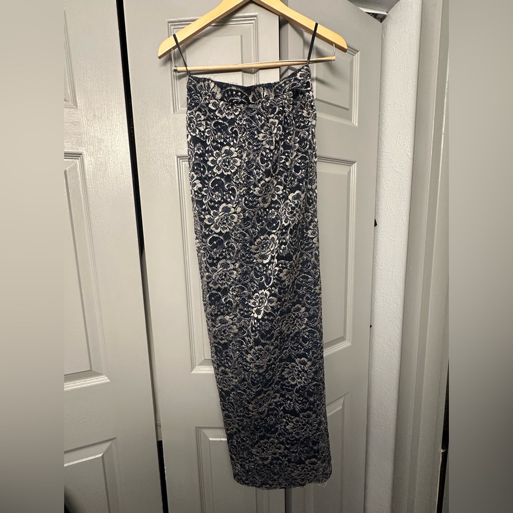 Vintage Peggy Jennings Navy and Silver Pants and Wrap/Scarf
